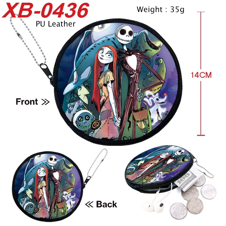 The Nightmare Before Christmas Anime PU leather material circular zipper zero wallet 14cm