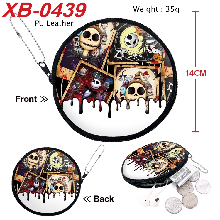 The Nightmare Before Christmas Anime PU leather material circular zipper zero wallet 14cm