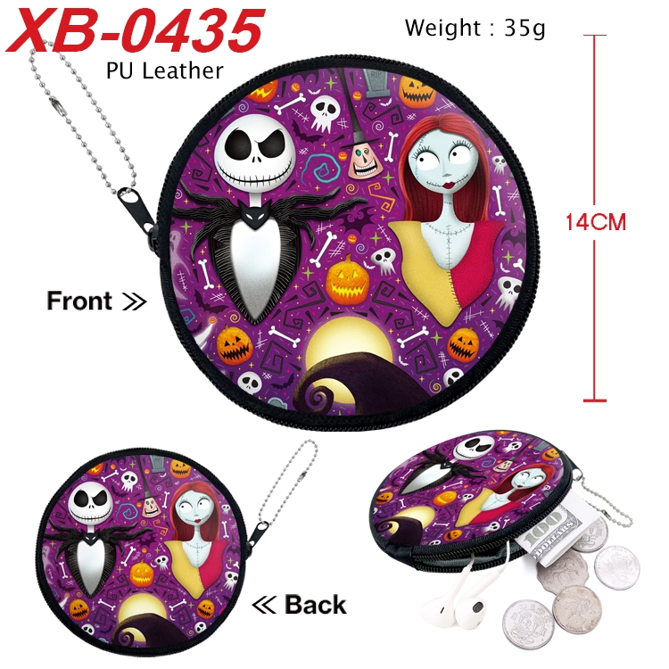 The Nightmare Before Christmas Anime PU leather material circular zipper zero wallet 14cm