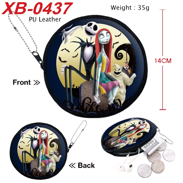 The Nightmare Before Christmas Anime PU leather material circular zipper zero wallet 14cm