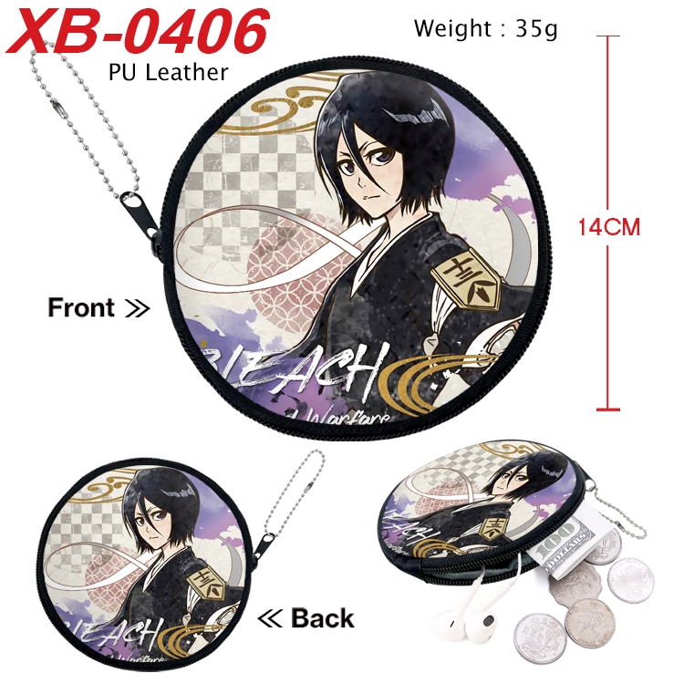 Bleach Anime PU leather material circular zipper zero wallet 14cm