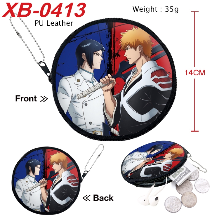 Bleach Anime PU leather material circular zipper zero wallet 14cm