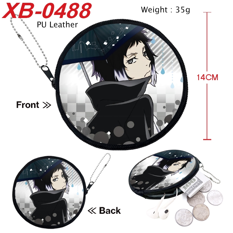 Bungo Stray Dogs Anime PU leather material circular zipper zero wallet 14cm