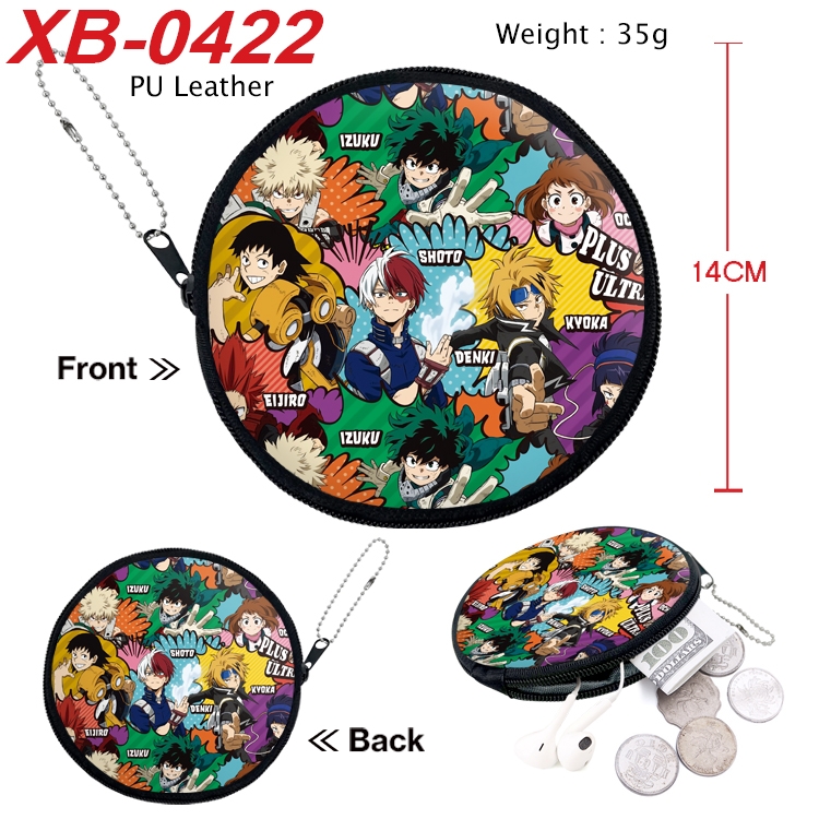 My Hero Academia Anime PU leather material circular zipper zero wallet 14cm