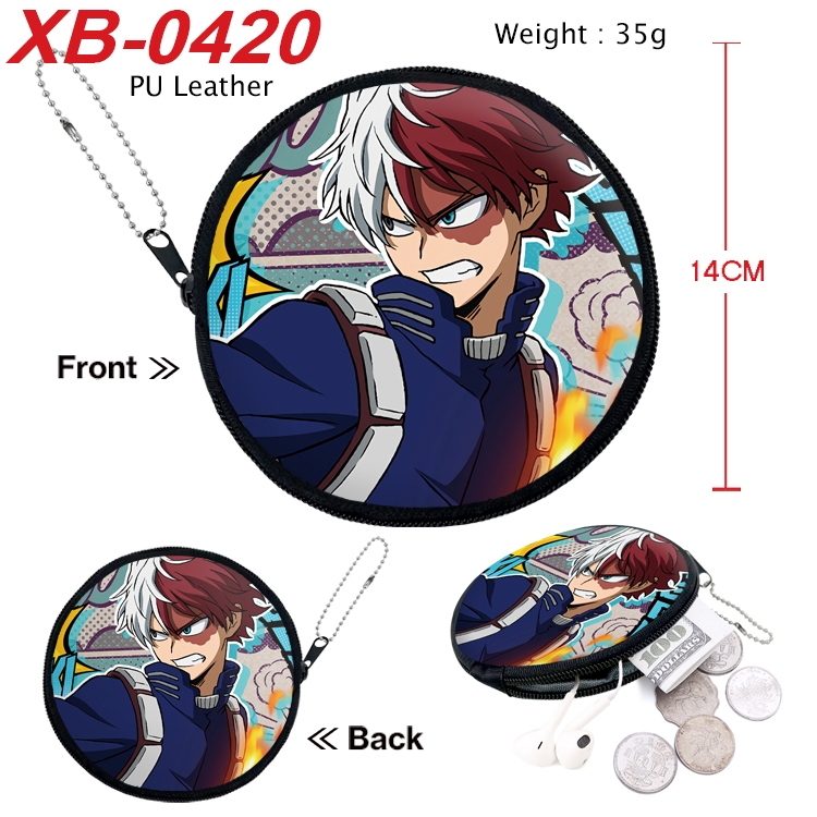 My Hero Academia Anime PU leather material circular zipper zero wallet 14cm