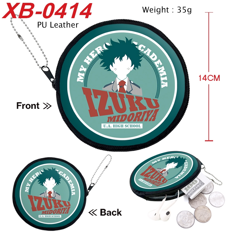 My Hero Academia Anime PU leather material circular zipper zero wallet 14cm