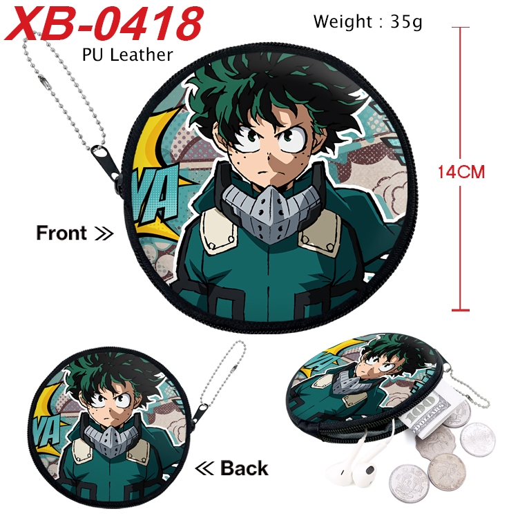 My Hero Academia Anime PU leather material circular zipper zero wallet 14cm