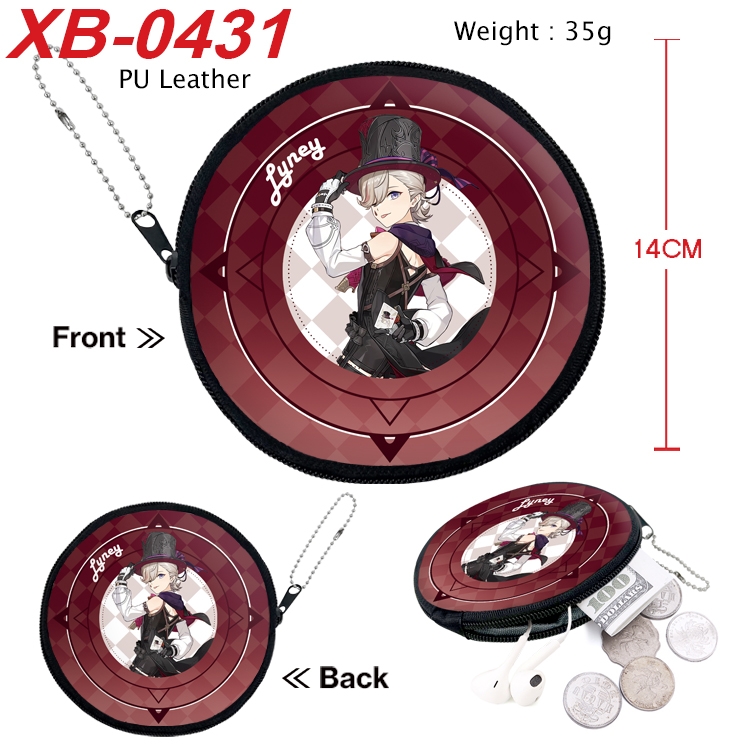 Genshin Impact Anime PU leather material circular zipper zero wallet 14cm