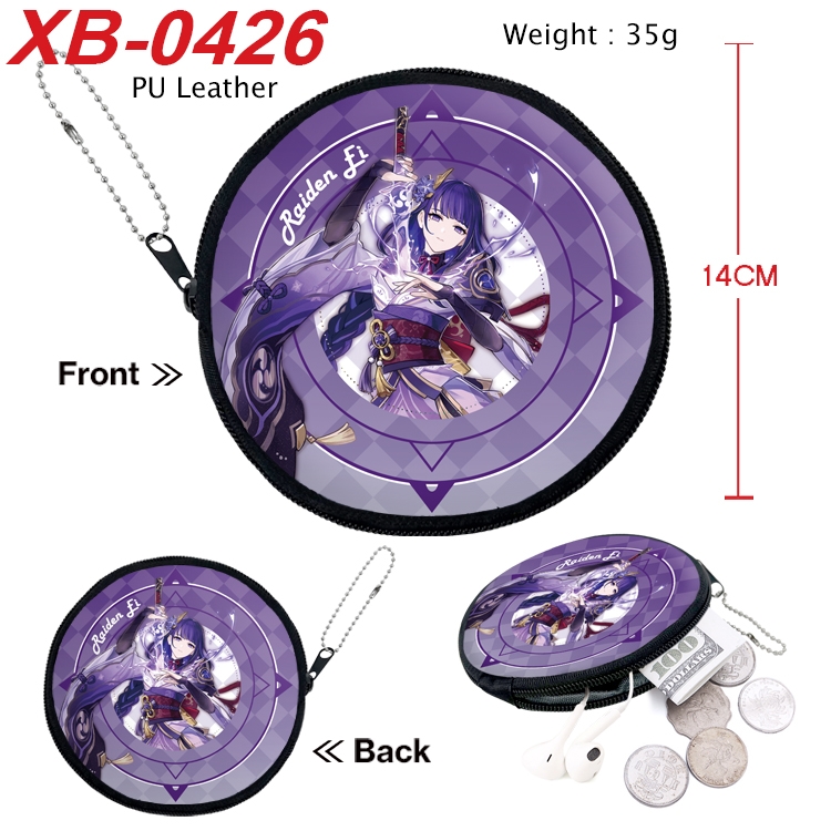 Genshin Impact Anime PU leather material circular zipper zero wallet 14cm