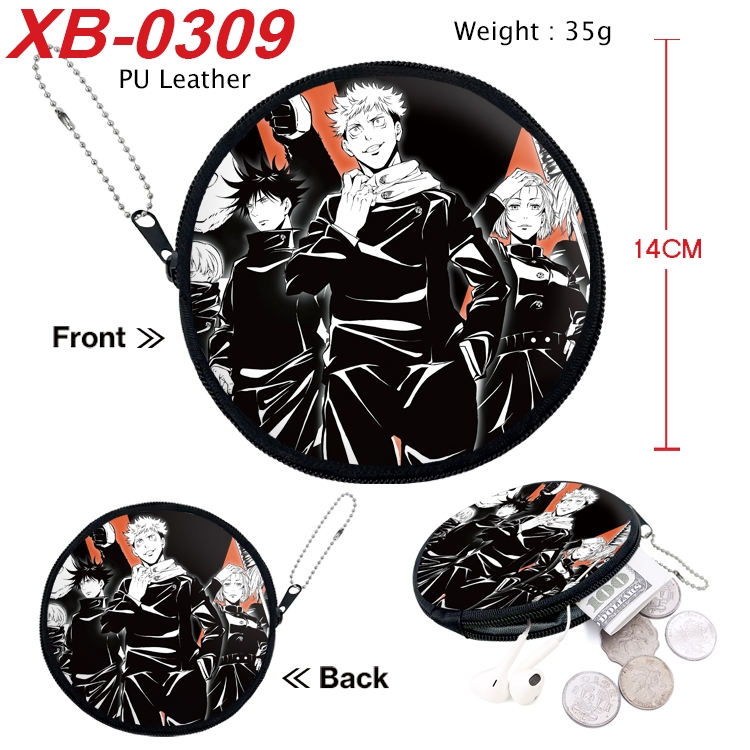 Jujutsu Kaisen Anime PU leather material circular zipper zero wallet 14cm