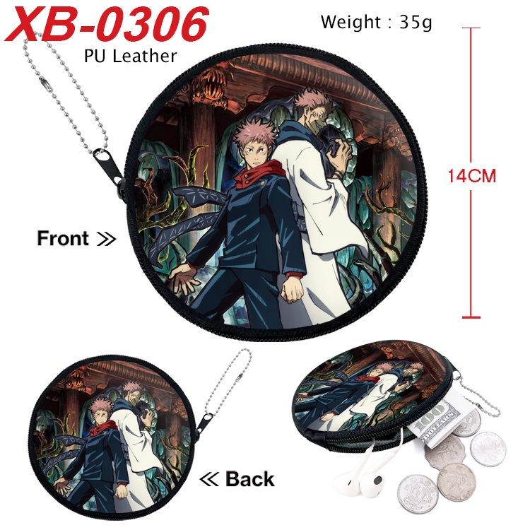 Jujutsu Kaisen Anime PU leather material circular zipper zero wallet 14cm