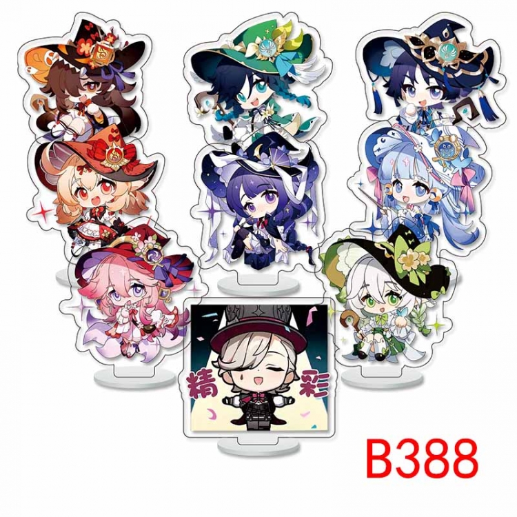 Genshin Impact Anime Character acrylic Small Standing Plates  Keychain 6cm a set of 9