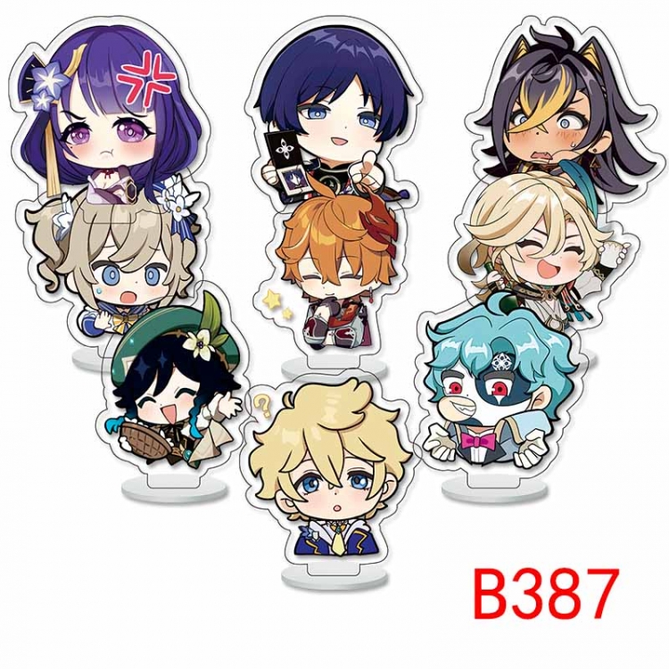 Genshin Impact Anime Character acrylic Small Standing Plates  Keychain 6cm a set of 9