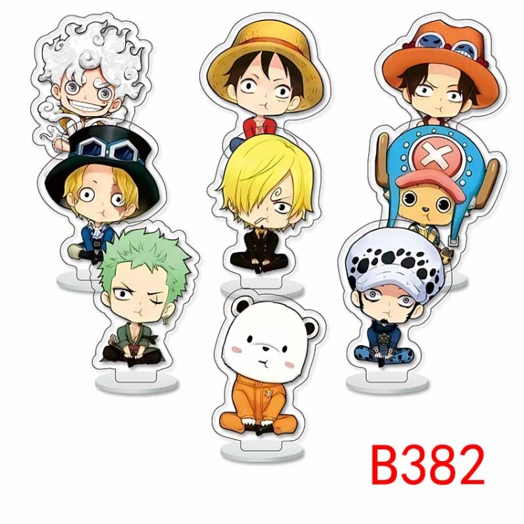 One Piece Anime Character acrylic Small Standing Plates  Keychain 6cm a set of 9