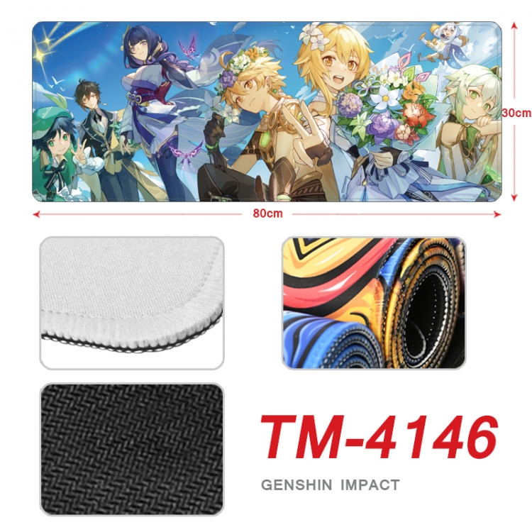 Genshin Impact Anime peripheral new lock edge mouse pad 80X30cm  