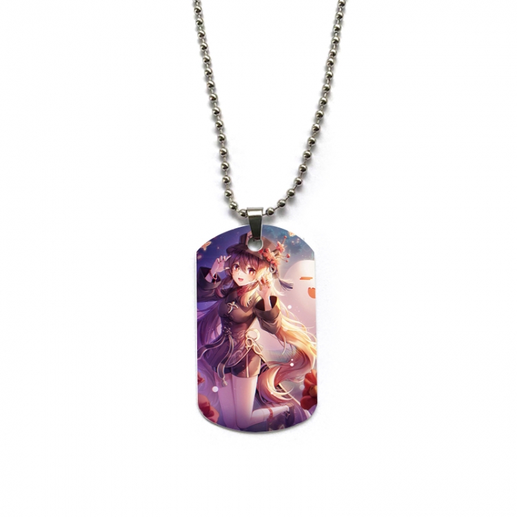 Genshin Impact Anime double-sided full color printed military brand necklace price for 5 pcs
