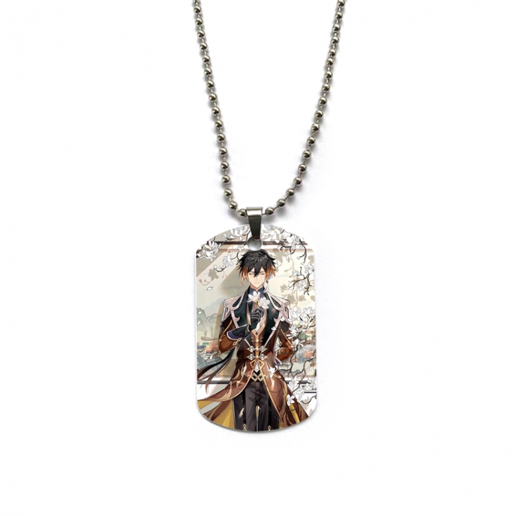 Genshin Impact Anime double-sided full color printed military brand necklace price for 5 pcs