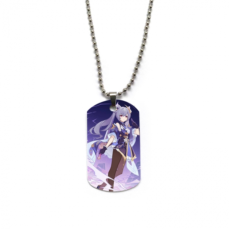 Genshin Impact Anime double-sided full color printed military brand necklace price for 5 pcs