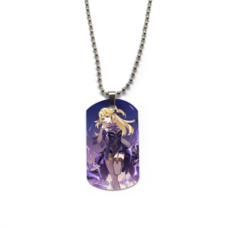 Genshin Impact Anime double-sided full color printed military brand necklace price for 5 pcs