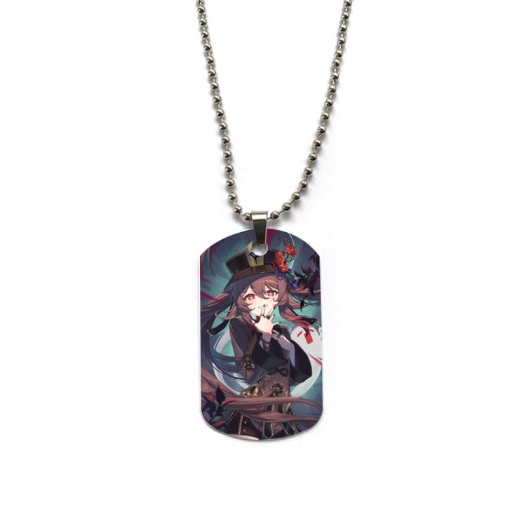 Genshin Impact Anime double-sided full color printed military brand necklace price for 5 pcs