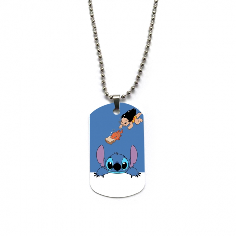  Lilo & Stitch Anime double-sided full color printed military brand necklace price for 5 pcs