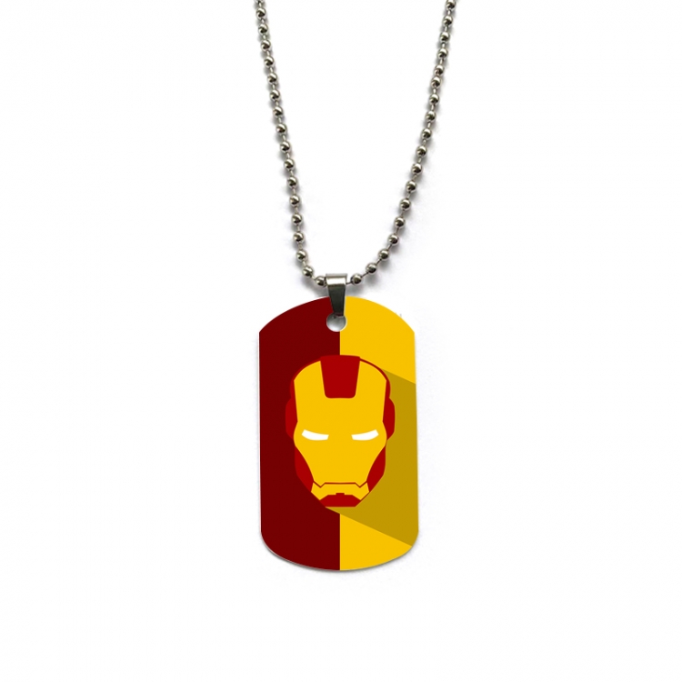 Iron Man Anime double-sided full color printed military brand necklace price for 5 pcs