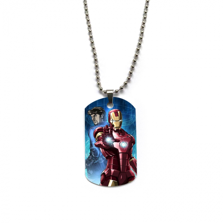 Iron Man Anime double-sided full color printed military brand necklace price for 5 pcs