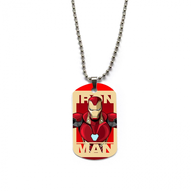 Iron Man Anime double-sided full color printed military brand necklace price for 5 pcs
