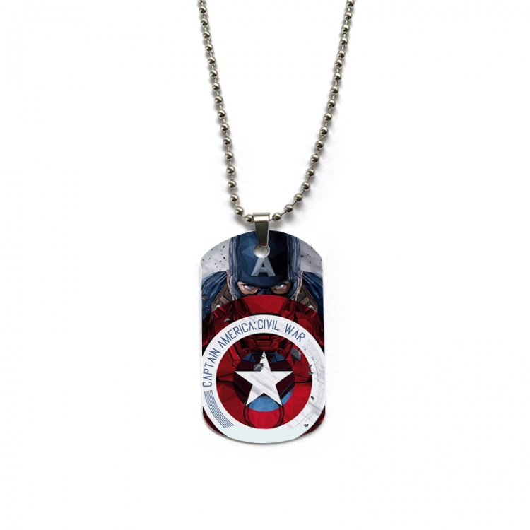 Captain America Anime double-sided full color printed military brand necklace price for 5 pcs
