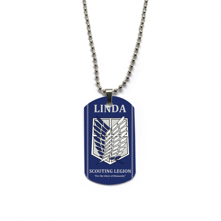 Shingeki no Kyojin Anime double-sided full color printed military brand necklace price for 5 pcs