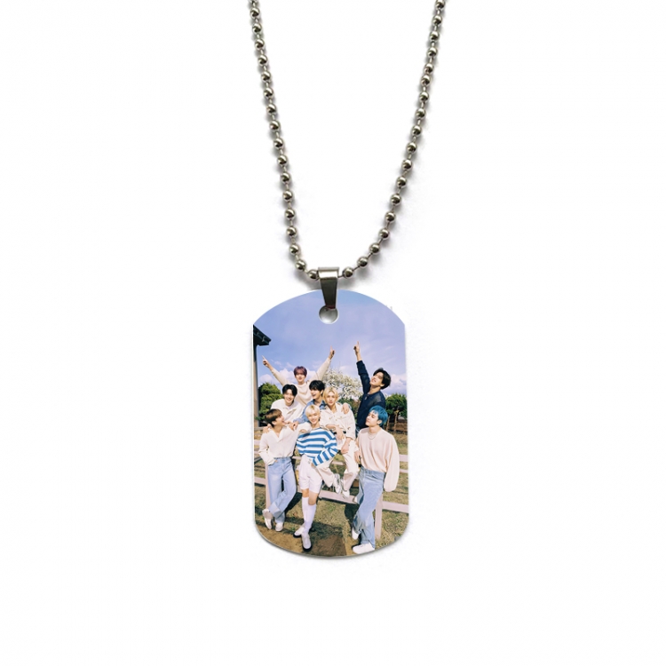 stray-kids Anime double-sided full color printed military brand necklace price for 5 pcs