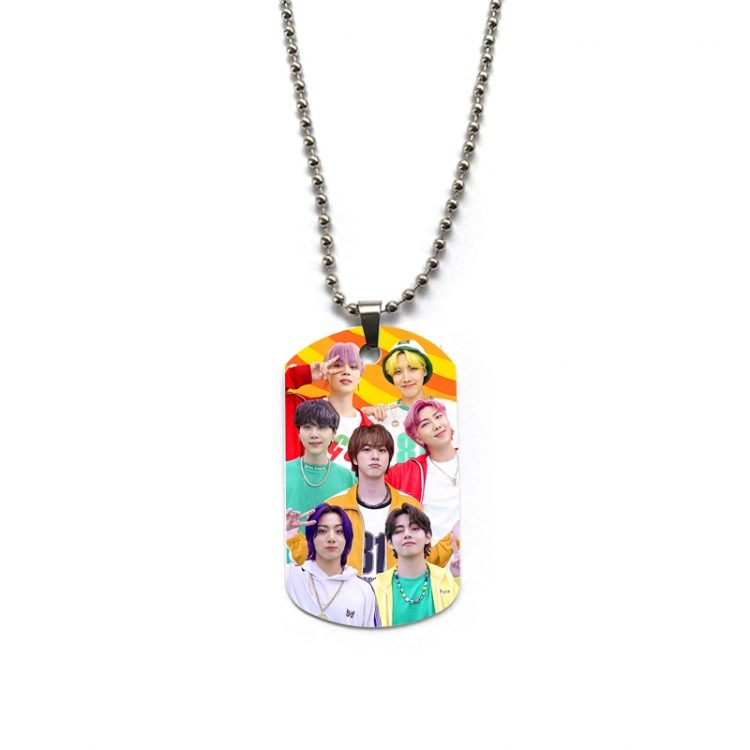 BTS Anime double-sided full color printed military brand necklace price for 5 pcs