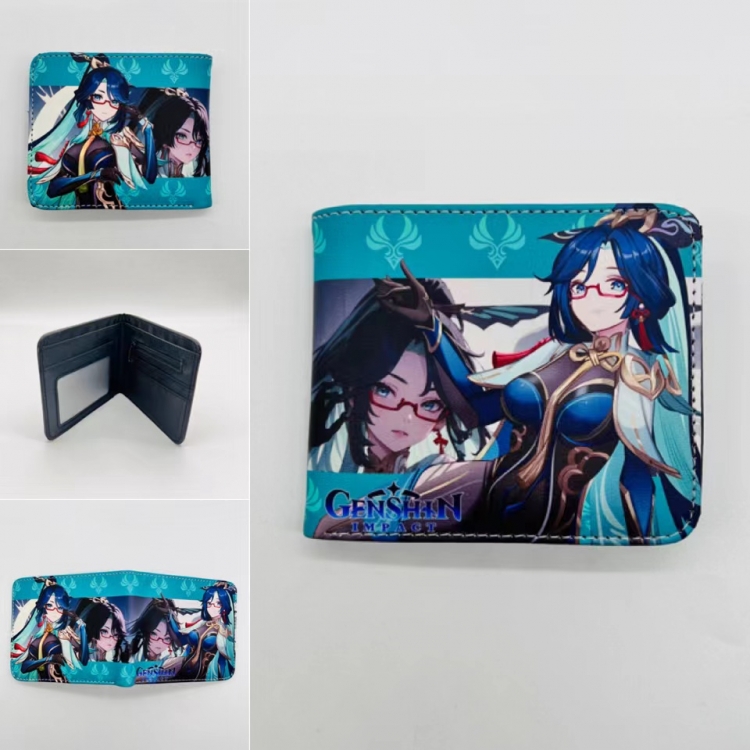 Genshin Impact Full color Two fold short card case wallet 11X9.5CM