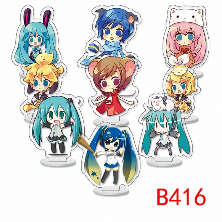 Hatsune Miku Anime Character acrylic Small Standing Plates  Keychain 6cm a set of 9