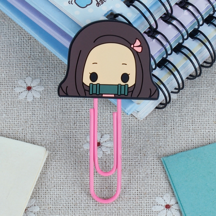 Demon Slayer Kimets U-shaped PVC soft rubber bookmark metal clip stationery colored paper clip price for 20 pcs