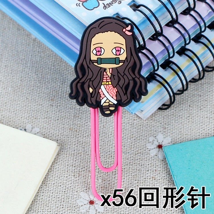 Demon Slayer Kimets U-shaped PVC soft rubber bookmark metal clip stationery colored paper clip price for 20 pcs