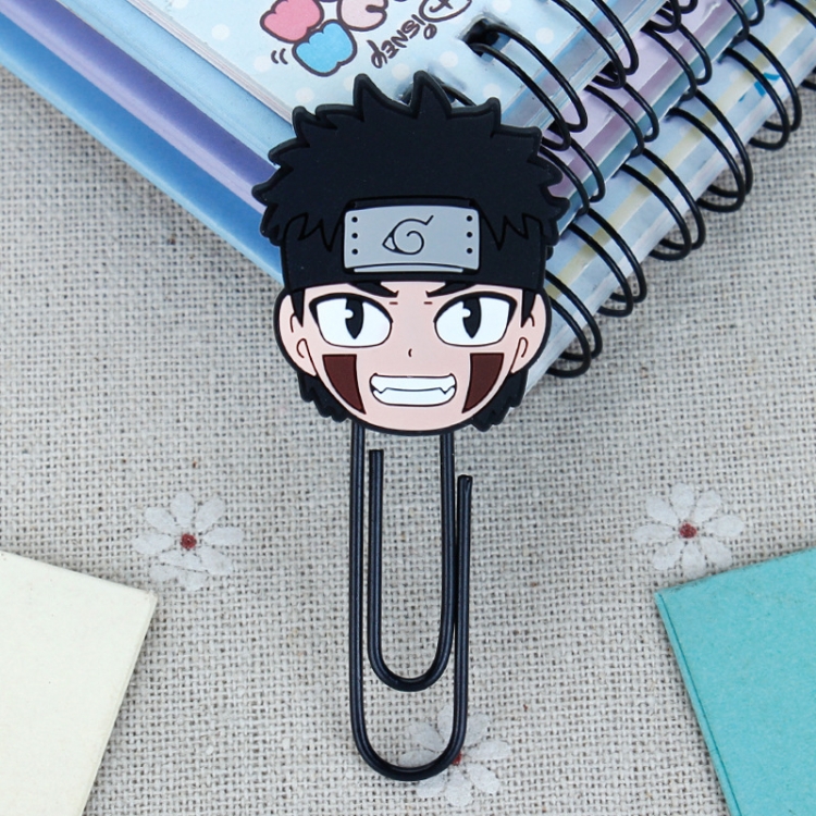 Naruto U-shaped PVC soft rubber bookmark metal clip stationery colored paper clip price for 20 pcs