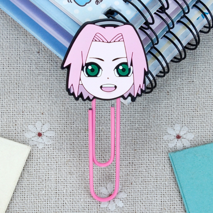 Naruto U-shaped PVC soft rubber bookmark metal clip stationery colored paper clip price for 20 pcs