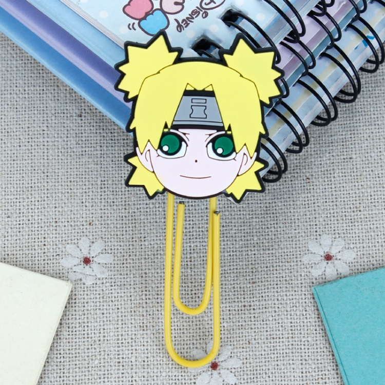 Naruto U-shaped PVC soft rubber bookmark metal clip stationery colored paper clip price for 20 pcs