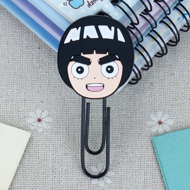 Naruto U-shaped PVC soft rubber bookmark metal clip stationery colored paper clip price for 20 pcs