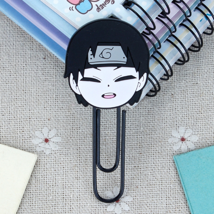 Naruto U-shaped PVC soft rubber bookmark metal clip stationery colored paper clip price for 20 pcs