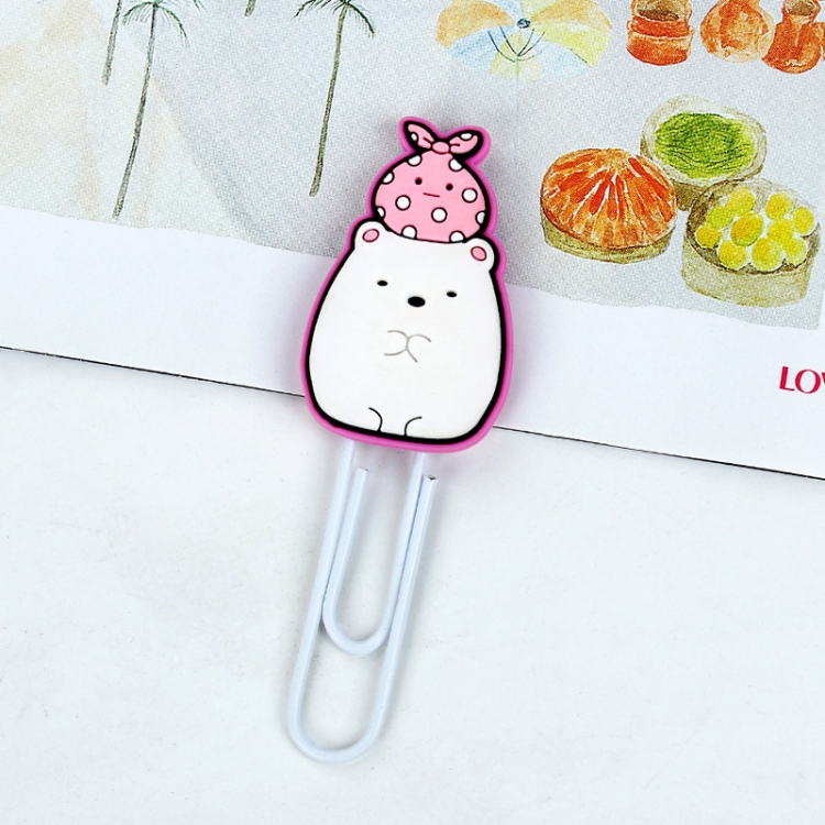 Corner creatures U-shaped PVC soft rubber bookmark metal clip stationery colored paper clip price for 20 pcs