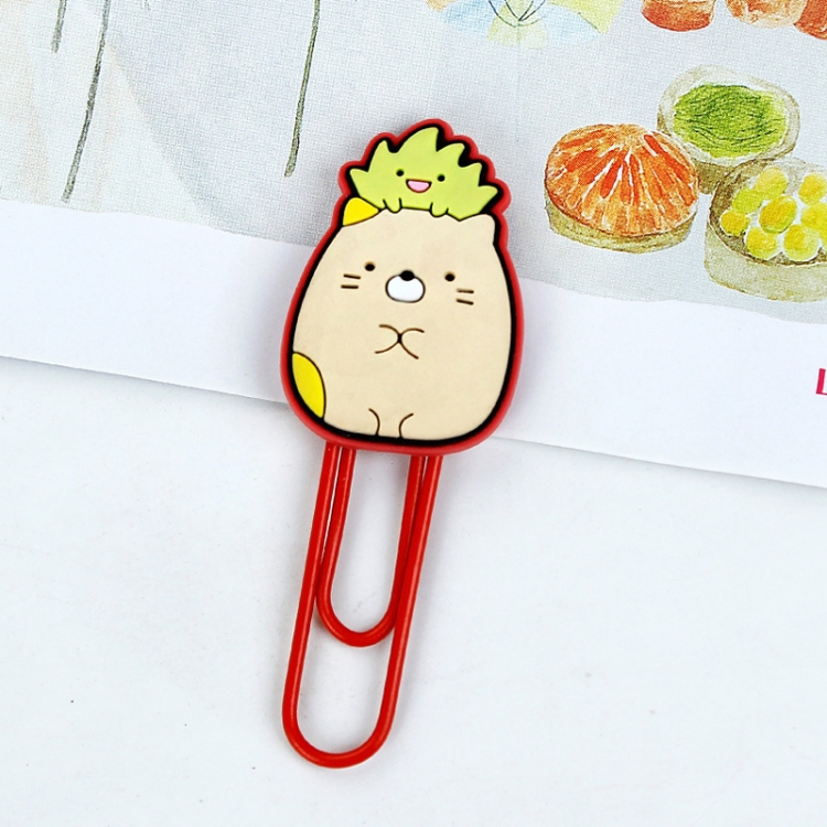 Corner creatures U-shaped PVC soft rubber bookmark metal clip stationery colored paper clip price for 20 pcs