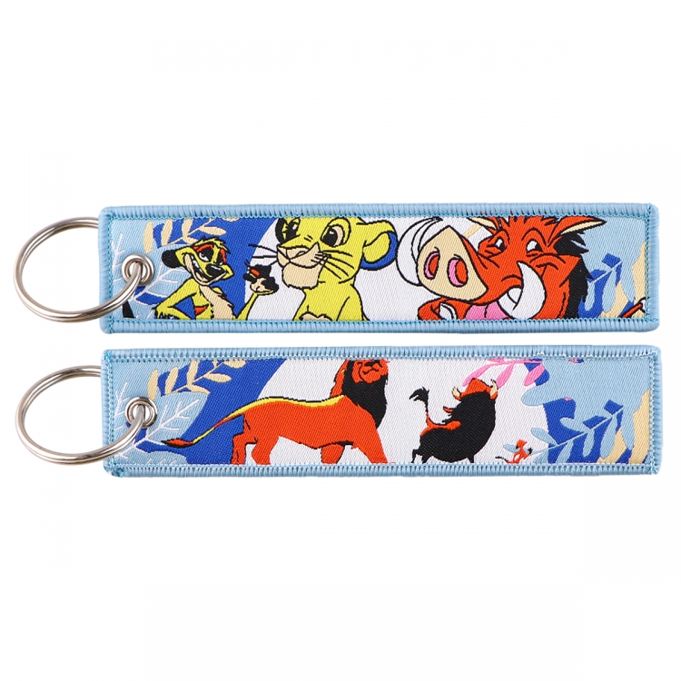 Disney Double sided color woven logo keychain with thickened hanging rope for car decoration 13x3cm 10G price for 5 pcs