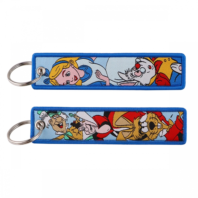 Disney Double sided color woven logo keychain with thickened hanging rope for car decoration 13x3cm 10G price for 5 pcs