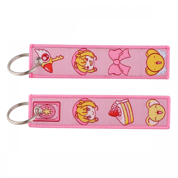Card Captor Sakura Double sided color woven label keychain with thickened hanging rope 13x3cm 10G price for 5 pcs