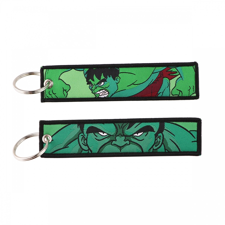 The Hulk Double sided color woven label keychain with thickened hanging rope 13x3cm 10G price for 5 pcs