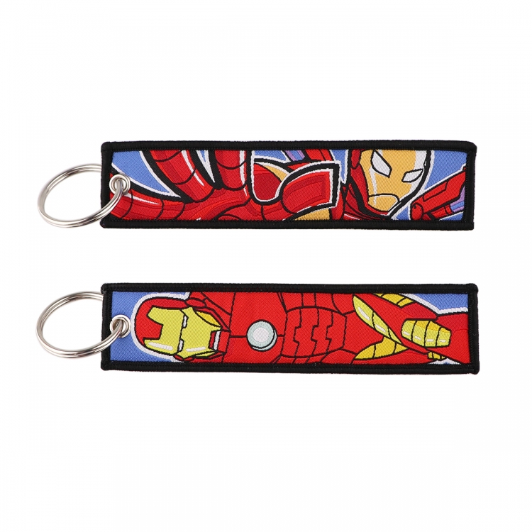 Marvel Heroes Double sided color woven label keychain with thickened hanging rope 13x3cm 10G price for 5 pcs