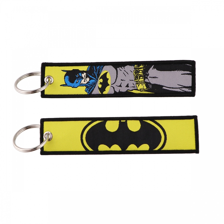 Marvel Heroes Double sided color woven label keychain with thickened hanging rope 13x3cm 10G price for 5 pcs