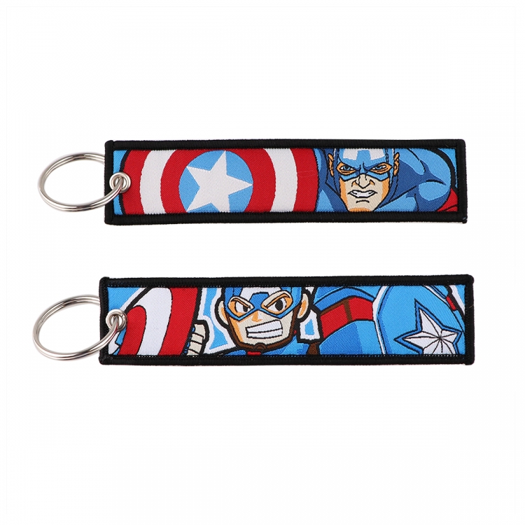 Marvel Heroes Double sided color woven label keychain with thickened hanging rope 13x3cm 10G price for 5 pcs